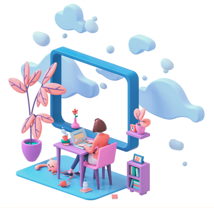 lady sitting at desk using a laptop